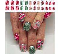 Collez Sur Les Ongles Arbre De Noël Faux Pour Les Cadeaux Du Nouvel An 24 Pièces Noël Presse Sur Manucure Ornement Ongles Artificiels