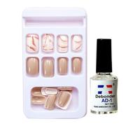 Collez sur les ongles, collez sur les ongles,24 pièces à coller sur faux ongles - Appuyez sur les ongles courts Français faux ongles, presse courte sur les ongles pour les filles, réunions de famille