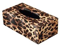 Collic Boîte de Carvins de Mode Léopard Couvre-Carvas En Cuir Haut de Gamme En Cuir, Décoration de Bureau Boîte de Rangement de Tissus de Bureau/Voiture/L