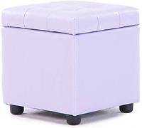 Collic Poot-Tool Cuir Cube Pouf Pouf, Pouffe Tabouret En Bois Massif Carré En Cuir Salon Table Basse Petite Banc/La Couleur Violette/35 * 35 * 35 Cm (14 * 14 * 14 Pouces)