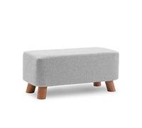 Collic Tabouret de Pied de Pied Pouf Sur Tabouret de Pied Carré de Lin Carré Canapé Petit Banc Moderne Avec Couvercle Lavable Et Mousse À Mémoire de Chambre À Coucher Stripe Small, Practicalniture/Gri