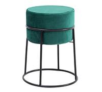 Collic Tabouret de Repose-Pieds Ottoman Rembourré Rond Repos de Pied Moelleux Doux, Couverture de Tissu de Flanelle Pouf, Conception de Jambe en Métal, H/E
