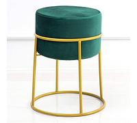 Collic Tabouret de Repose-Pieds Ottoman Rembourré Rond Repos de Pied Moelleux Doux, Couverture de Tissu de Flanelle Pouf, Conception de Jambe en Métal, H/B