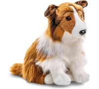 Collie À Poils Longs,Assis-Visage Blanc/Marron-27 Cm (Hauteur)-Chien En Peluche,Collie,Animal De Compagnie-Doudou