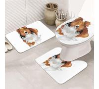Collie Berger des Shetland Lot De 3 Tapis Bain Antidérapant Tapis Contour Toilette Doux Carpettes De Toilette pour Chambre À Coucher Maison Intérieur