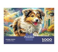 Collie frontière 1000 Pièces Collie Courir Puzzle Adulte Débutants Carton Épais Résistant Anti-Stress Facile À Assembler pour S'amuser sans Défaut 38x26cm/1000pcs