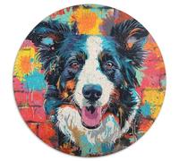 Collie frontière 1000 Pièces Puzzle Rond Classiques Puzzles Difficile Impossible Cadeau Unique pour Adultes Et Enfants 1000pcs (67.5x67.5cm)