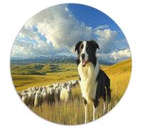 Collie frontière Casse-tête De 1000 Pièces Ronds pour Adultes 14+ Moderne Jeu Difficile Impossible Créatif Jeux De Défi Uniques 1000pcs (67.5x67.5cm)