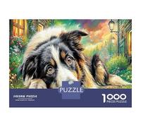 Collie frontière Jigsaw Puzzle Jeux D'intelligence 1000 Piece Chien de Compagnie Mignon Puzzles Décoration Intérieure Divertissement Créatif pour Adultes 38x26cm/1000pcs