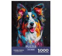 Collie frontière Puzzle 1000 Pièces Adultes Enfants Animaux Puzzles 1000 Pièces Peinture Art Cadeau 38x26cm/1000pcs