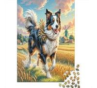 Collie frontière Puzzle 1000 Pièces pour Collectionneurs, Carton Recyclé Premium, Décoration Intérieure, Art Mural, Cadeau Pâques, Jeu Éducatif 38x26cm/1000pcs