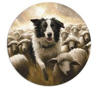 Collie frontière Puzzle Rond 1000 Pièces Enfants Qualité Supérieure Impossible Difficile Entertainment Artist Relaxation Assemble 1000pcs (67.5x67.5cm)