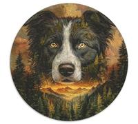 Collie frontière Puzzle Rond De 1000 Pièces pour Adultes Filles DécoRation Bricolage Classiques Parfait Encastrement Qualité Supérieure' Impossible Difficile 1000pcs (67.5x67.5cm)