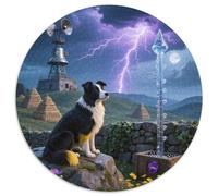 Collie frontière1000 Pièces pour Puzzles pour Adultes Et Enfants Animal de Compagnie chienPuzzle Circulaire, Jeu Éducatif, Challenge Toy, Cadeau, Difficile, Impossible1000pcs (67.5x67.5cm)