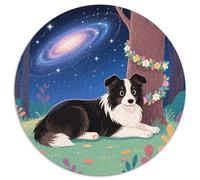 Collie frontière1000 Pièces pour Puzzles pour Adultes Et Enfants Animal de Compagnie chienPuzzle Circulaire, Jeu Éducatif, Challenge Toy, Cadeau, Difficile, Impossible1000pcs (67.5x67.5cm)