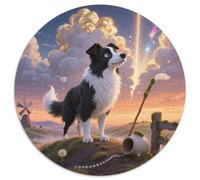 Collie frontière1000 Pièces pour Puzzles pour Adultes Et Enfants Animal de Compagnie chienPuzzle Rond, Jeu D'Intelligence, Art, Jouets Éducatifs, Difficile, Impossible1000pcs (67.5x67.5cm)