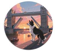 Collie frontière1000 Pièces pour Puzzles pour Adultes Et Enfants Animal de Compagnie chienPuzzle Rond, Jeu Éducatif, Challenge Toy, Cadeau, Difficile, Impossible1000pcs (67.5x67.5cm)