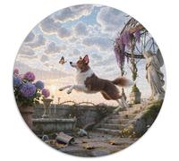 Collie frontière1000 Pièces pour Puzzles pour Adultes Et Enfants Animal de Compagnie chienPuzzle Rond, Jeu D'Intelligence, Art, Jouets Éducatifs, Difficile, Impossible1000pcs (67.5x67.5cm)