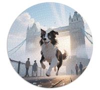 Collie frontière1000 Pièces Puzzles pour Adultes Et Enfants Animal de Compagnie chienPuzzle Circulaire, Jeu Éducatif, Challenge Toy, Cadeau, Difficile, Impossible1000pcs (67.5x67.5cm)