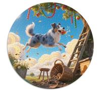 Collie frontière1000 Pièces Puzzles pour Adultes Et Enfants Animal de Compagnie chienPuzzle Circulaire, Doodle Puzzle, Décompression, Cadeau, Décoration, Difficile, Impossible1000pcs (67.5x67.5cm)