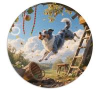 Collie frontière1000 Pièces Puzzles pour Adultes Et Enfants Animal de Compagnie chienPuzzle Rond, Doodle Puzzle, Décompression, Cadeau, Jouets Éducatifs, Difficile, Impossible1000pcs (67.5x67.5cm)