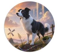 Collie frontière1000 Pièces Puzzles pour Adultes Et Enfants Animal de Compagnie chienPuzzle Rond, Jeu Éducatif, Challenge Toy, Décoration, Cadeau, Difficile, Impossible1000pcs (67.5x67.5cm)