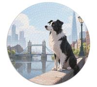 Collie frontière1000 Pièces Puzzles pour Adultes Et Enfants Animal de Compagnie chienPuzzle Rond, Puzzle Familial, Pression Réduite, Cadeau, Difficile, Impossible1000pcs (67.5x67.5cm)
