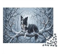 Collie frontièrePuzzle 1000 Pièces en Carton Forêt Magique glacée pour Grands-Parents Amélioration De La Mémoire Activité Intérieure Qualité Premium 52x38cm/1000pcs