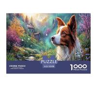Collie frontièrePuzzle 1000 Pièces Jouet en Bois Divertissement Créatif Décoration Intérieure Mountain Village Challenge Toy Adultes Et Enfants À Partir De 14 Ans 52x38cm/1000pcs