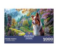 Collie frontièrePuzzle 1000 Pièces Jouet en Bois Jeu D'Intelligence Décoration Intérieure Mountain Village Challenge Toy Adultes Et Enfants À Partir De 14 Ans 38x26cm/1000pcs