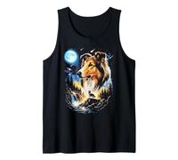 Collie Howling at The Moon Art Vintage Dog Art Débardeur