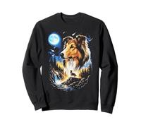 Collie Howling at The Moon Art Vintage Dog Art Sweatshirt