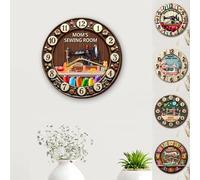 Collienght Horloge décorative personnalisée sur le thème de la machine à coudre pour chambre à coucher, salon, cuisine, bureau, salle de couture, plaque murale personnalisée, impression plate 2D