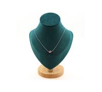 Collier 1 perle fuchsia et agate brune 8 mm en acier inoxydable