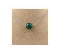 Collier avec 1 perle d'agate verte 8 mm