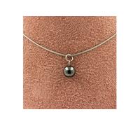 Collier 1 perle d'hématite 8 mm chaîne en acier inoxydable