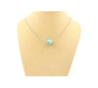 Collier 1 perle Howlite Turquoise 8 mm chaîne inox - A Bijoux