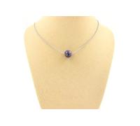 Collier 1 perle Jaspe bleu 8 mm en acier inoxydable