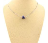 Collier 1 perle Jaspe bleu 8 mm en acier inoxydable