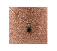 Collier 1 perle de lave 8 mm en acier inoxydable