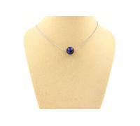 Collier 1 perle Oeil de tigre bleu 8 mm en acier inoxydable