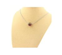 Collier avec 1 perle de tourmaline bicolore, chaîne en acier inoxydable de 8 mm