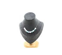 Collier 10 perles Aigue-marine 8 mm chaîne inox - A Bijoux Multicolore G