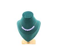 Collier 10 perles de calcédoine lavande 8 mm en acier inoxydable