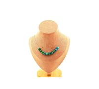 Collier 10 perles Chrysocolle Teintée 8 mm chaîne inox - A Bijoux