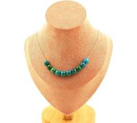 Collier 10 perles de chrysocolle teintées 8 mm en acier inoxydable