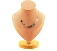 Collier 10 perles de quartz avec des inclusions de tourmaline du Brésil. Chaîne en acier inoxydable