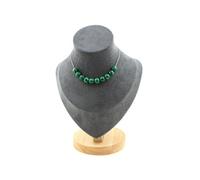 Collier 10 perles de malachite (avec résine) 8 mm chaîne en acier inoxydable