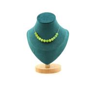Collier 10 perles de péridot 8 mm en acier inoxydable