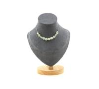Collier 10 perles de prehnite du Canada. Chaîne en acier inoxydable